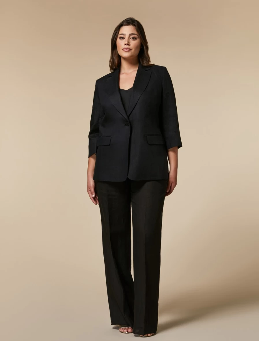 "Marina Rinaldi Women's Black Lightweight Linen Trousers"
