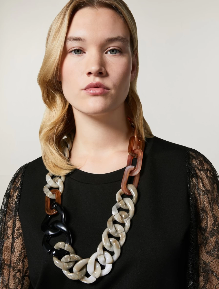 Marina Rinaldi Women's Beige Multi-Chain Necklace | Elegant Layered Chain Jewelry