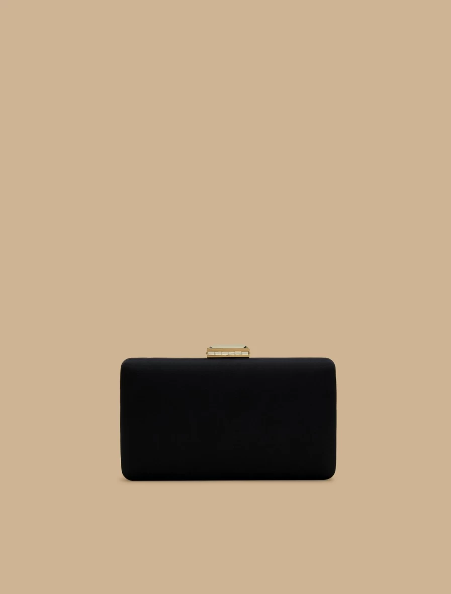 Marina Rinaldi Women's Black Satin Clutch Bag - Elegant Evening Handbag