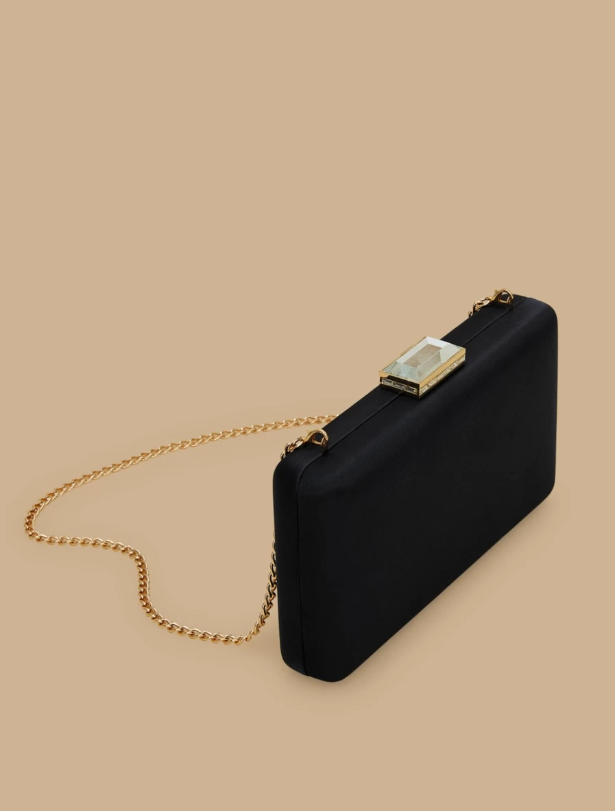 Marina Rinaldi Women's Black Satin Clutch Bag - Elegant Evening Handbag