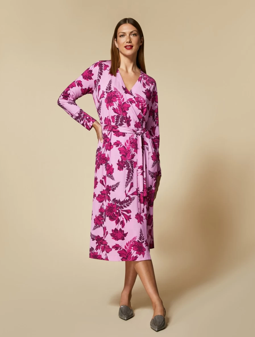 "Marina Rinaldi Women's Fuchsia Piqué Jersey Dress"