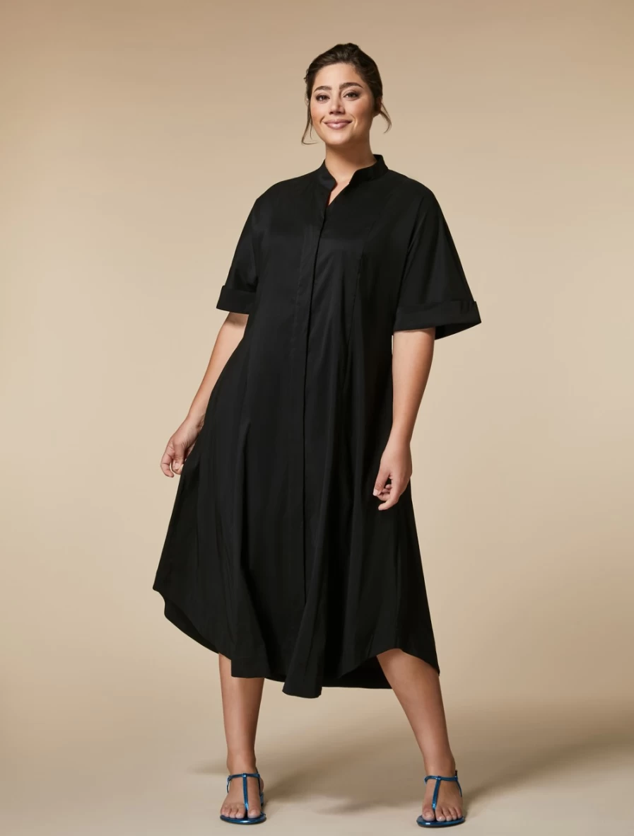 Marina Rinaldi Women's Black Cotton Poplin Dress