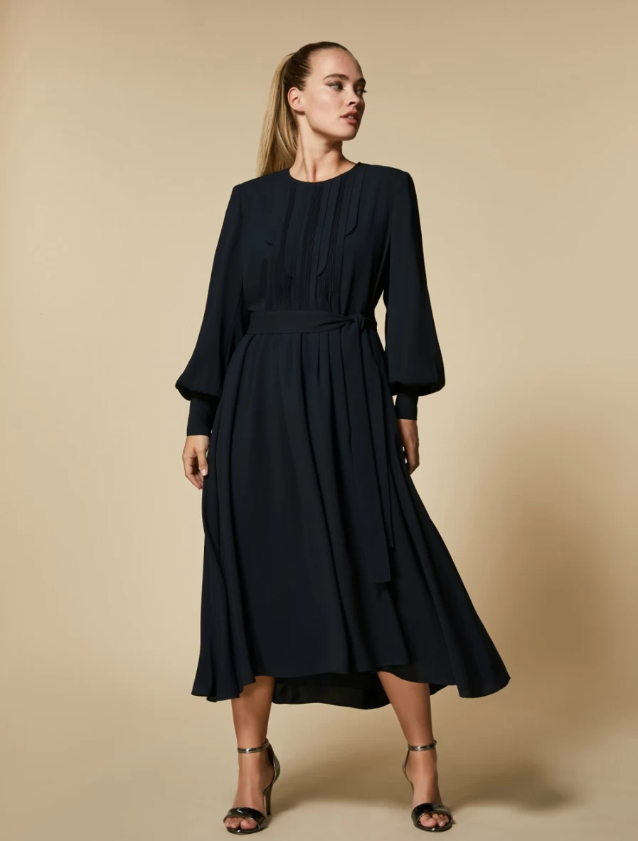 Marina Rinaldi Women's Lightweight Crepe Dress in Dark Navy