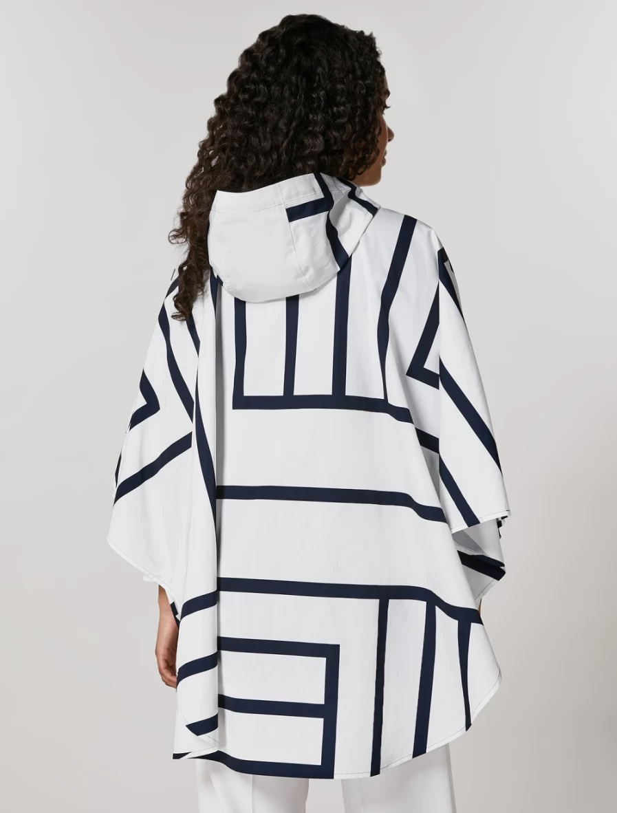 "Marina Rinaldi Women's White Water-Resistant Poncho – Lightweight Rainwear for Outdoor Activities"