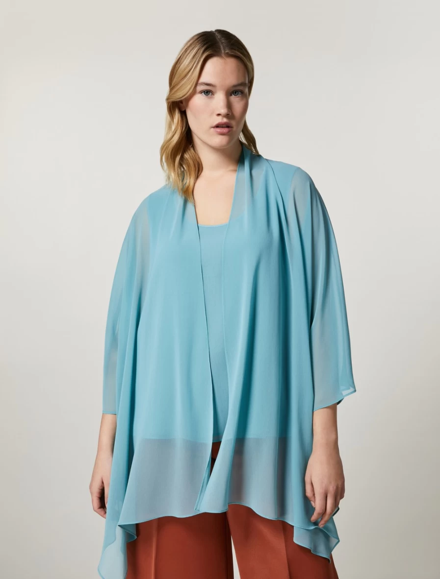 "Marina Rinaldi Women's Ski Blue Georgette Tunic Top with Vest"