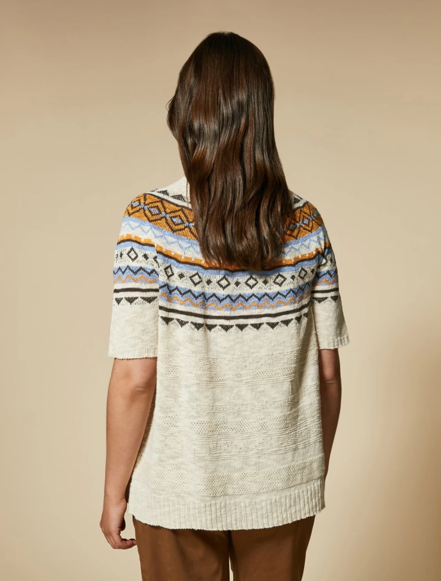 "Marina Rinaldi Women's White Cotton Linen Sweater"