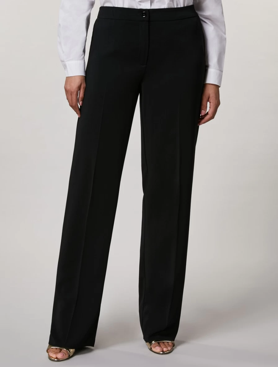 Marina Rinaldi Women's Black Fluid Stretch Fabric Trousers | Comfort & Style