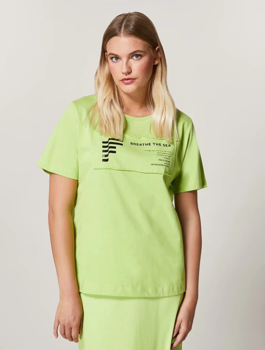 Marina Rinaldi Women's Green Jersey T-Shirt - Soft Cotton Casual Tee