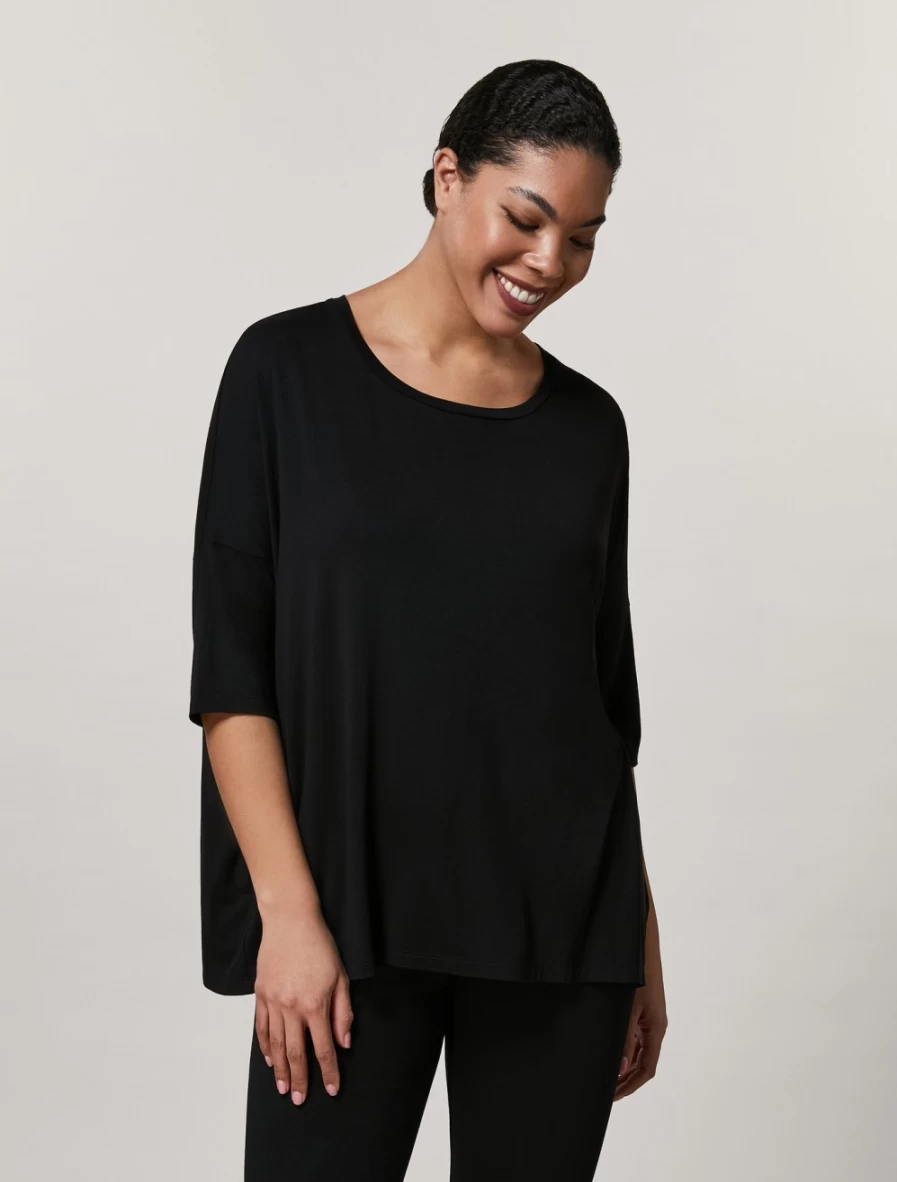 Marina Rinaldi Women's Black Viscose Jersey T-Shirt