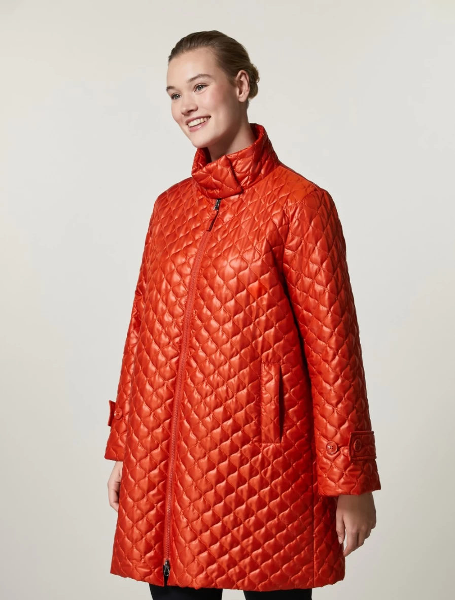Marina Rinaldi Women's Orange Padded Jacket - Warm Wad-Quilted Coat for Winter
