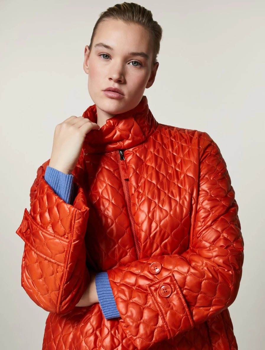 Marina Rinaldi Women's Orange Padded Jacket - Warm Wad-Quilted Coat for Winter