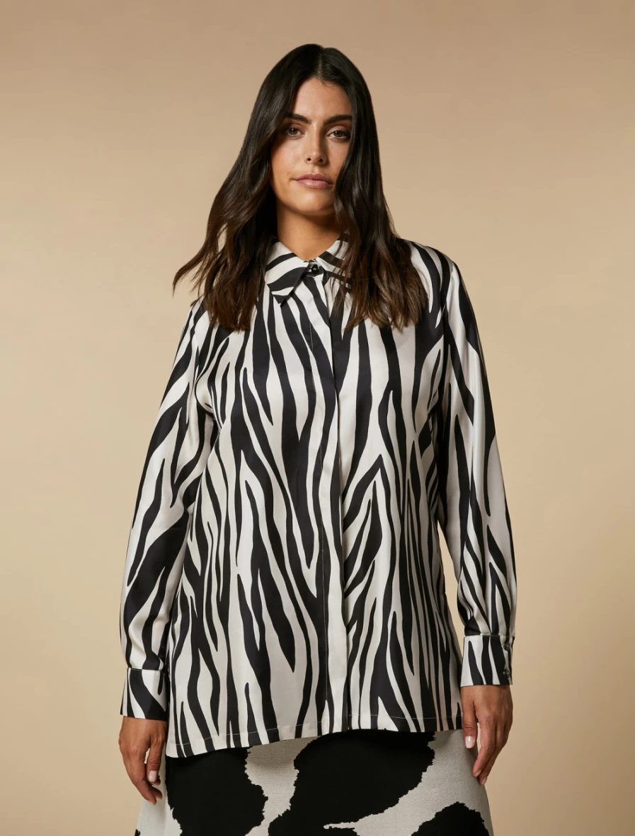 Marina Rinaldi Women's Black Silk Twill Shirt