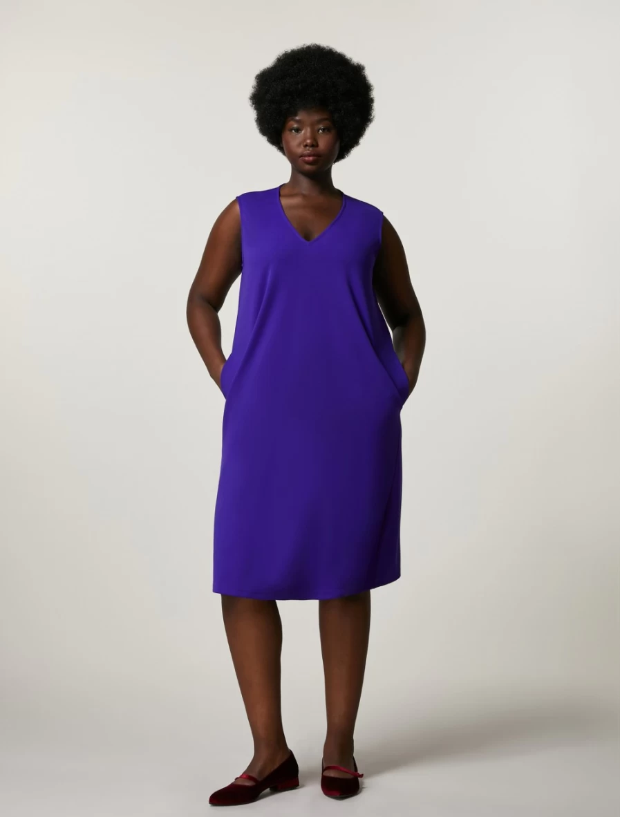 Marina Rinaldi Women's Purple Scuba Jersey Crepe Dress