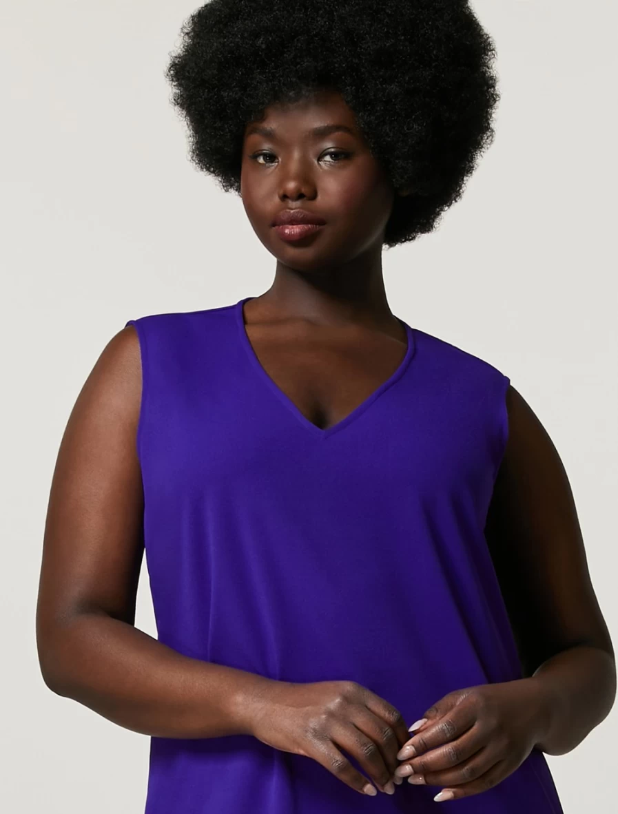 Marina Rinaldi Women's Purple Scuba Jersey Crepe Dress