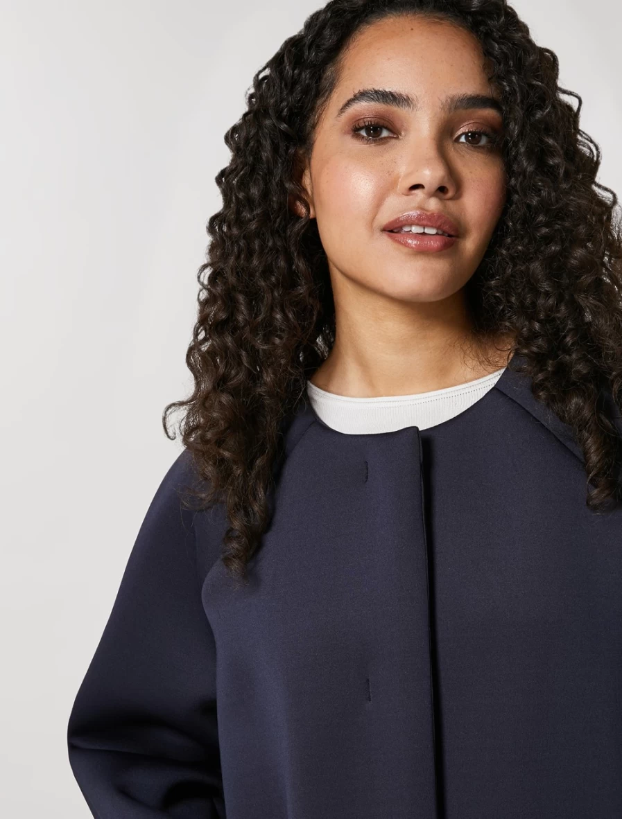 Marina Rinaldi Women's Dark Navy Scuba Duster Coat | Water-Resistant Longline Jacket
