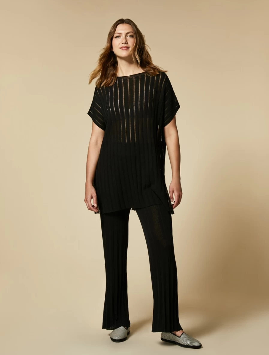 Marina Rinaldi Women's Black Viscose Crepe Trousers - Comfortable & Stylish Pants