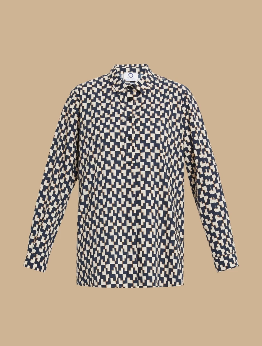 Marina Rinaldi Women's Dark Navy Printed Poplin Shirt