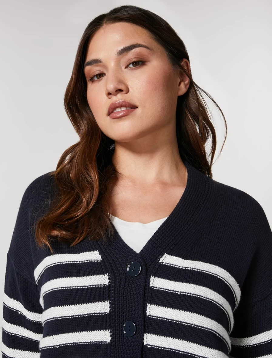 "Marina Rinaldi Women's Dark Navy Pure Cotton Cardigan Sweater"