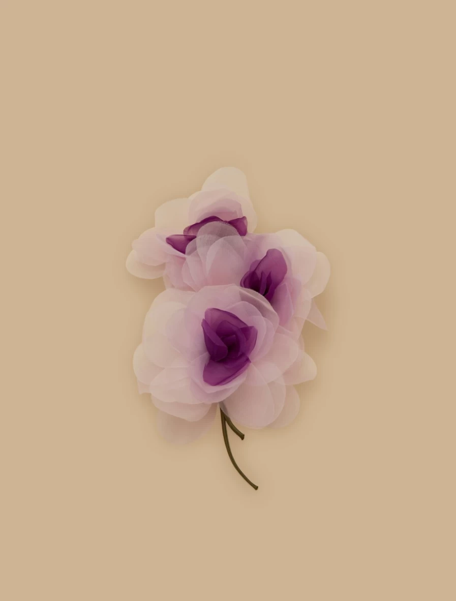 Marina Rinaldi Purple Organza Flower Brooch for Women - Elegant Floral Pin