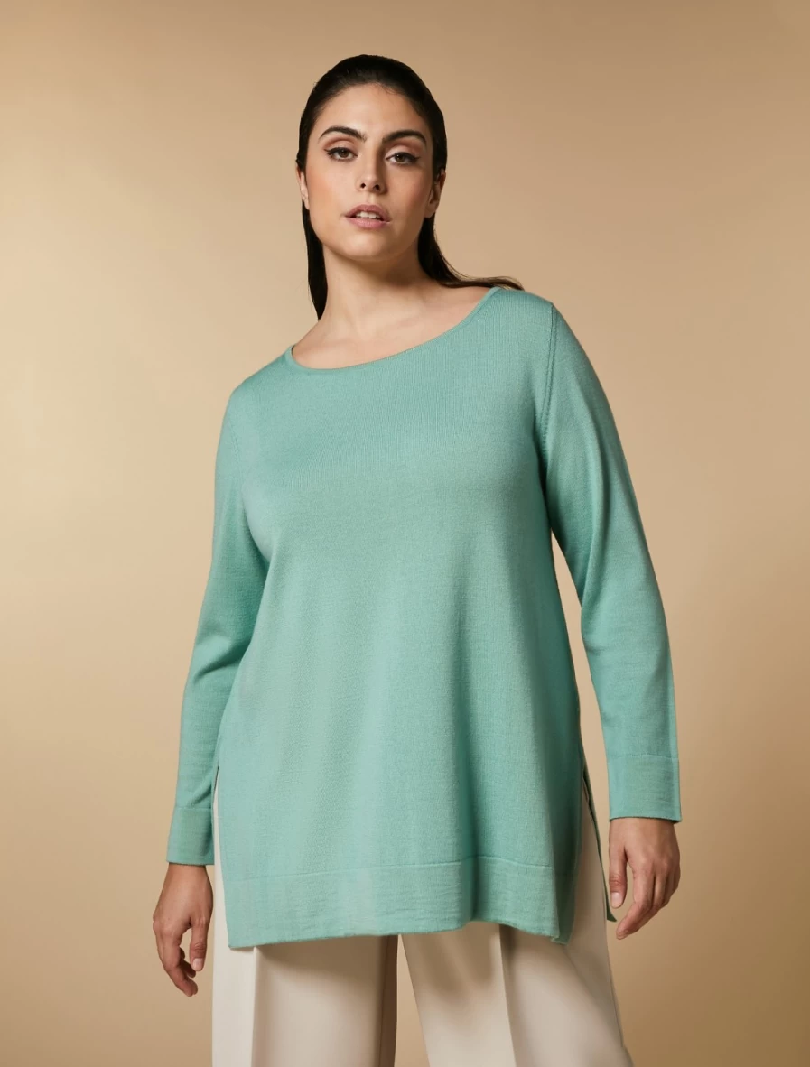 "Marina Rinaldi Women's Green Wool Sweater | Premium Knitwear"