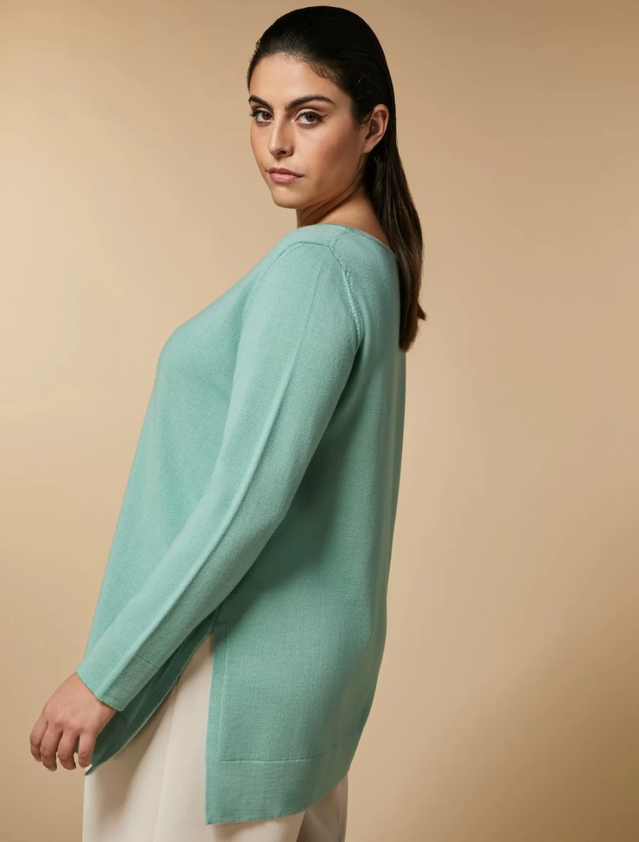 "Marina Rinaldi Women's Green Wool Sweater | Premium Knitwear"