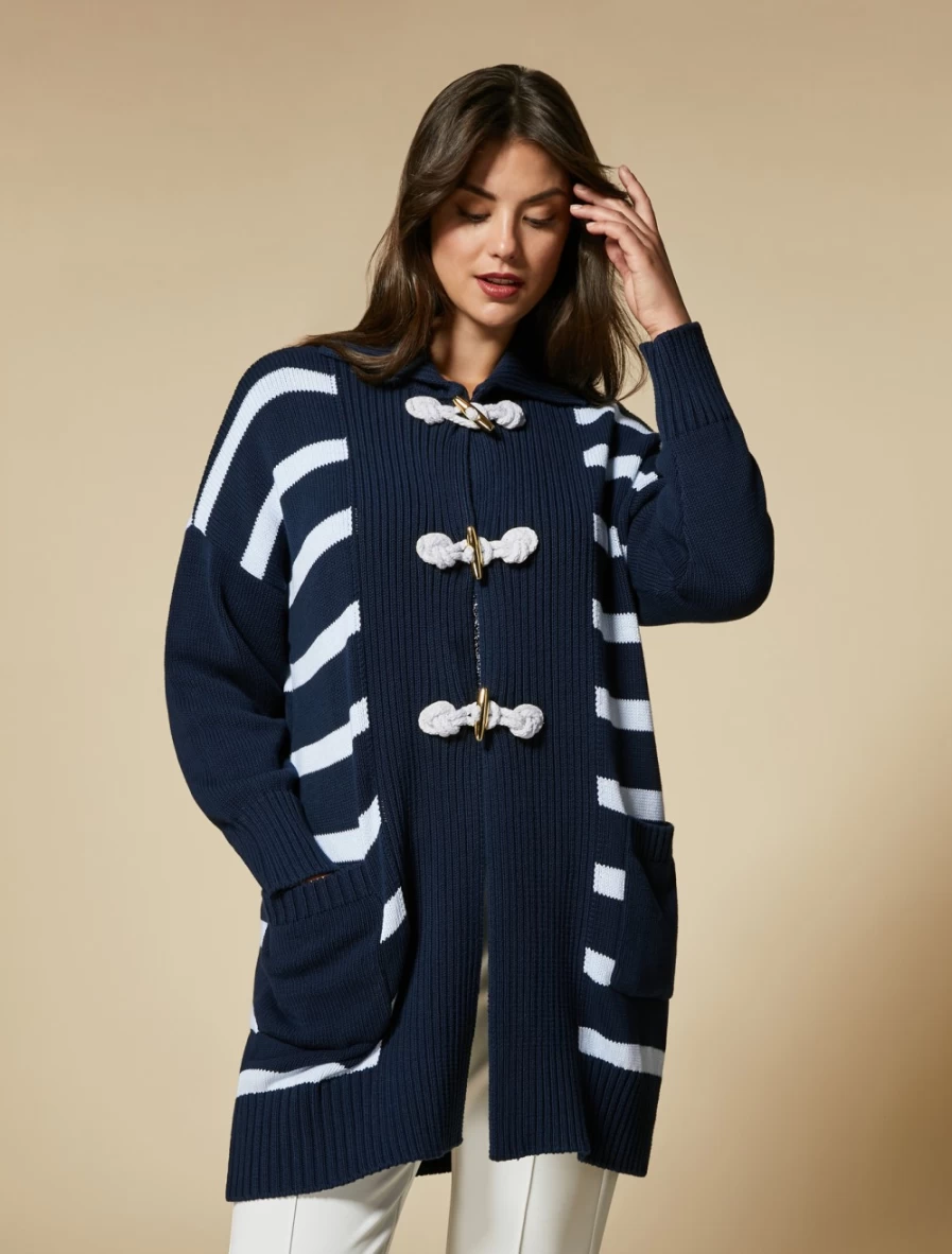 Marina Rinaldi Women's Dark Navy Cotton-Knit Coat