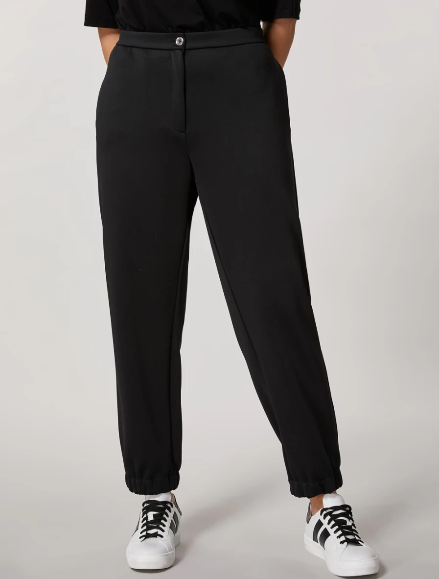 Marina Rinaldi Women's Black Scuba Joggers - High-Waisted Comfortable Lounge Pants