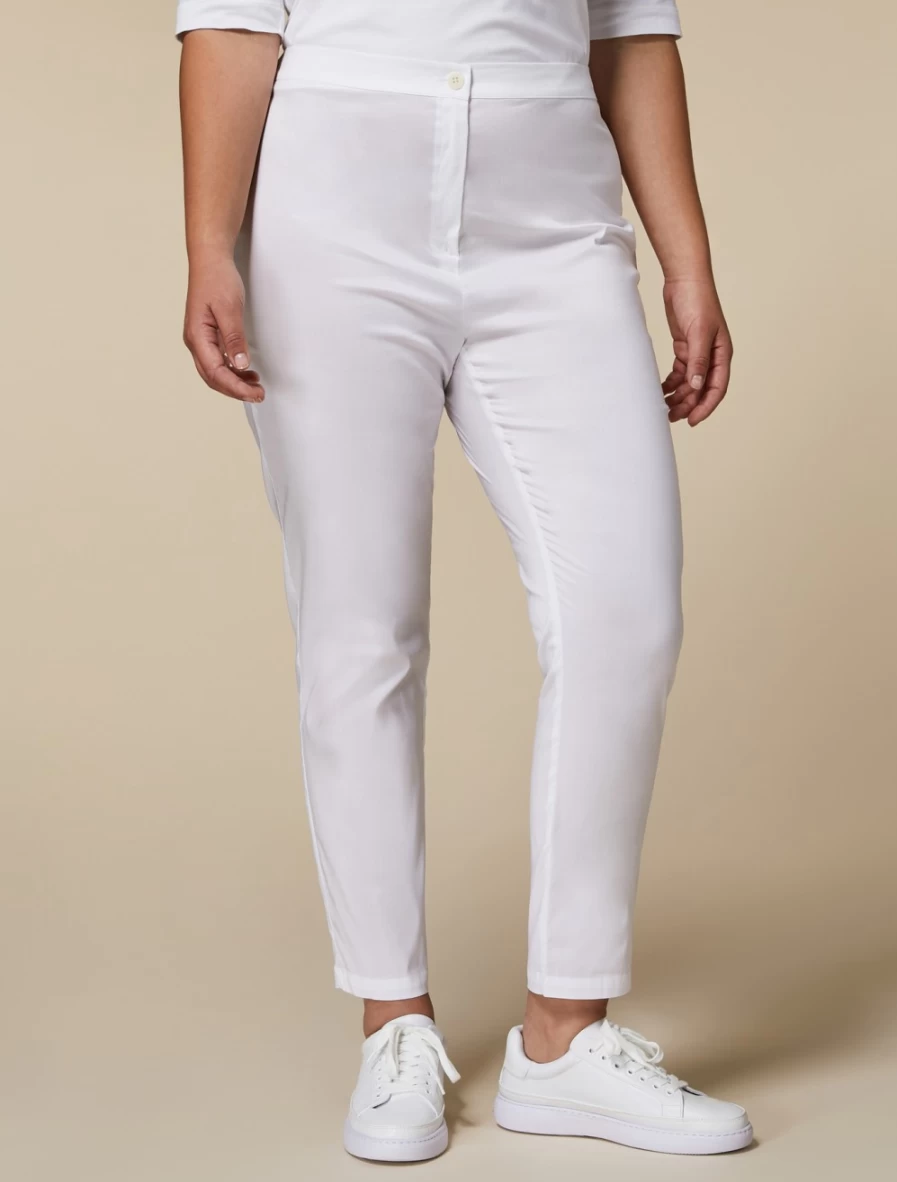 Marina Rinaldi Women's White Cotton Poplin Trousers