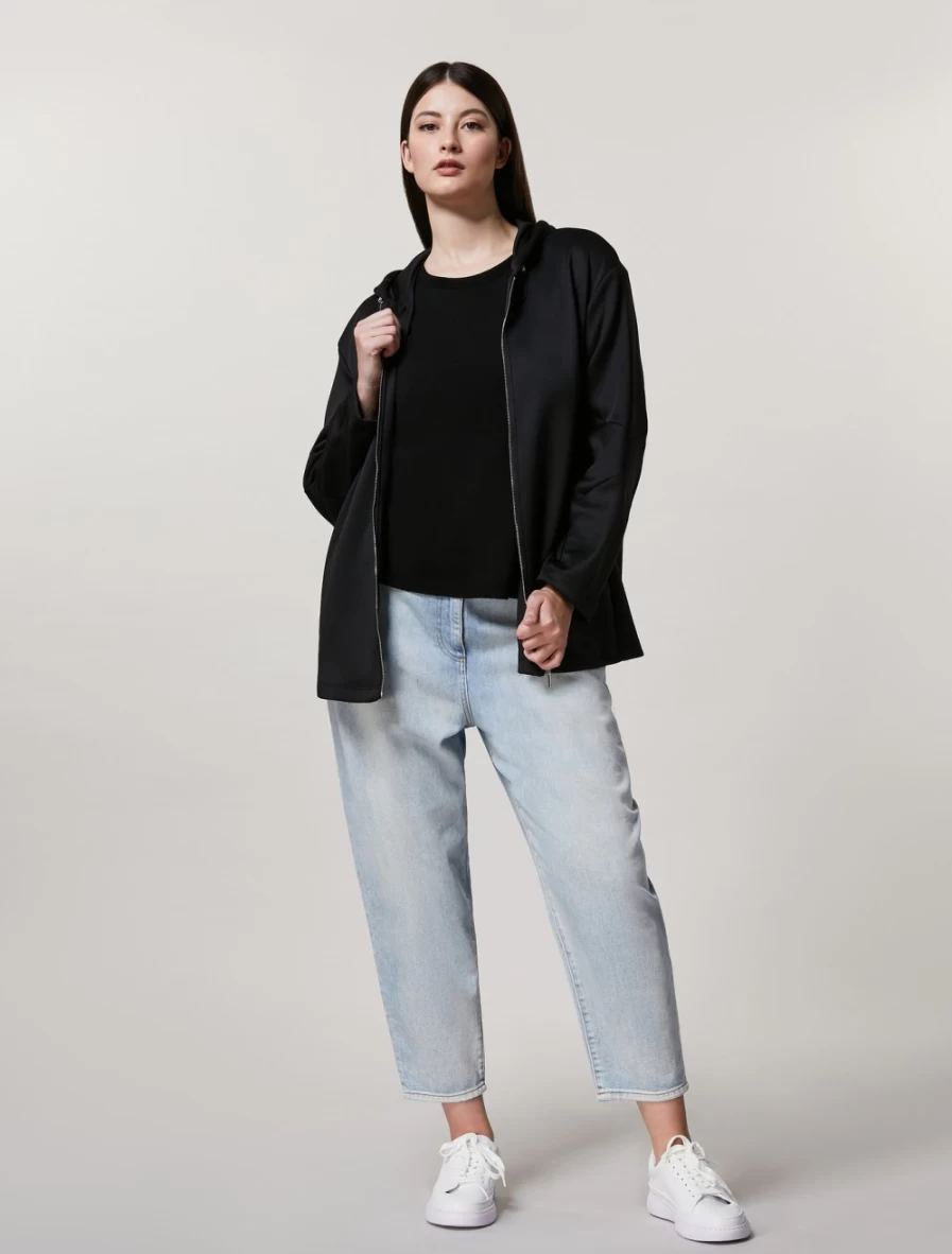 Marina Rinaldi Women's Black Stretch Viscose Crepe Sweater