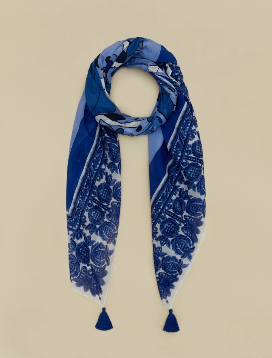 Marina Rinaldi Women's Dark Navy Printed Muslin Neckerchief Scarf
