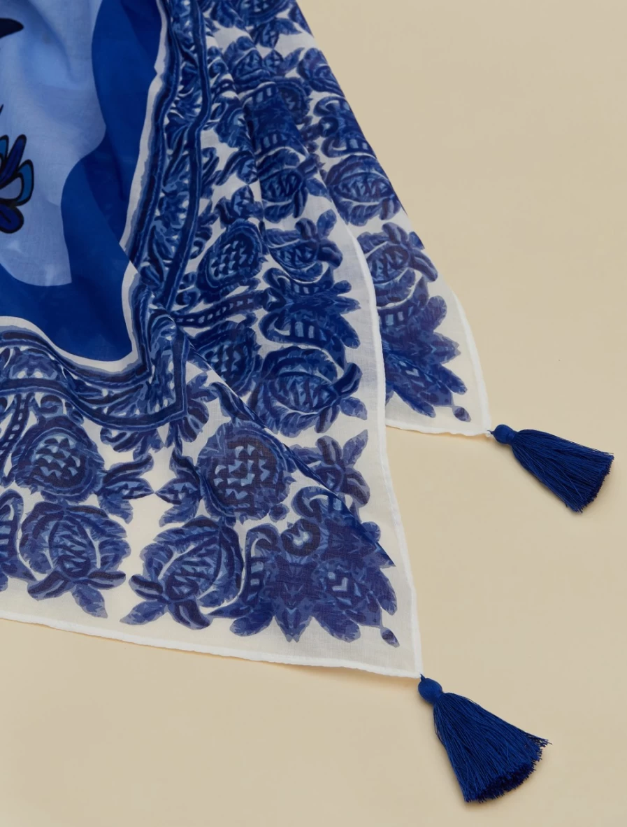 Marina Rinaldi Women's Dark Navy Printed Muslin Neckerchief Scarf