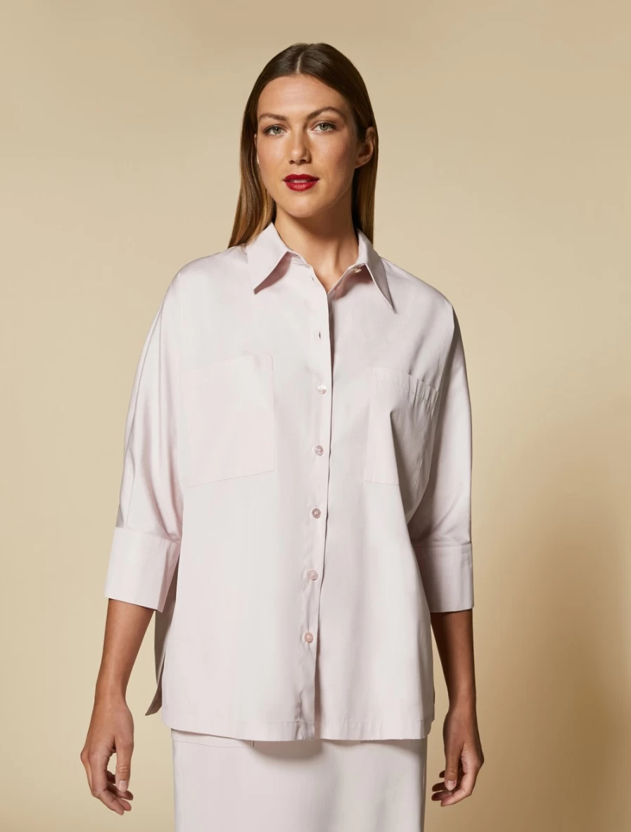 "Marina Rinaldi Women's Pink Poplin Shirt with Pockets"