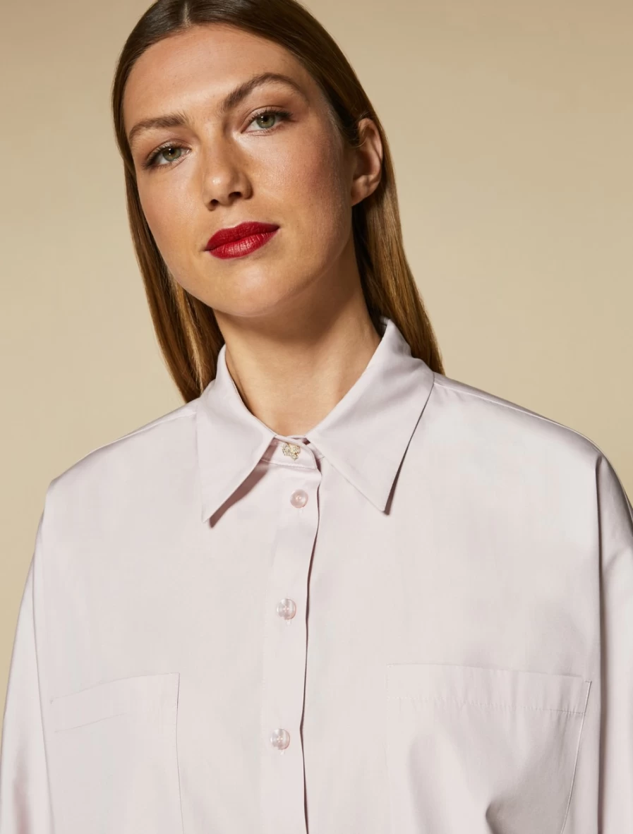 "Marina Rinaldi Women's Pink Poplin Shirt with Pockets"