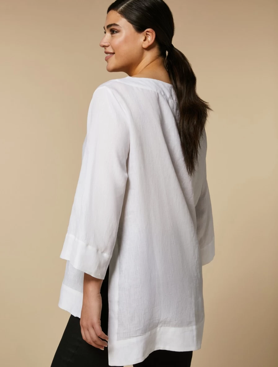 "Marina Rinaldi Women's White Lightweight Linen Tunic Top"