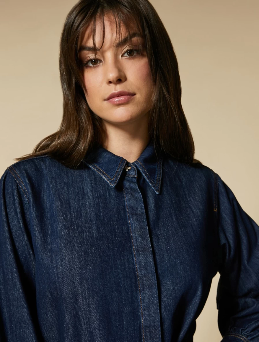 "Marina Rinaldi Women's Dark Navy Denim Shirt"