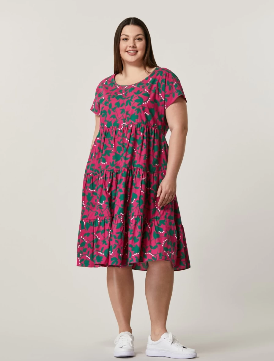 Marina Rinaldi Women's Fuchsia Cotton Muslin Dress - Lightweight & Breathable Summer Dress