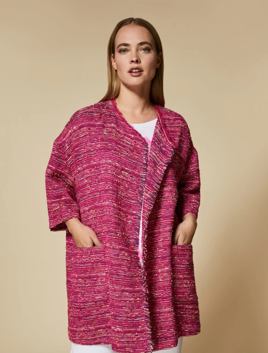 "Marina Rinaldi Women's Fuchsia Basketweave Tunic Top"