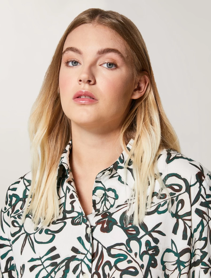 "Marina Rinaldi Women's White Cotton Poplin Shirt – Classic Fit & Breathable Fabric"