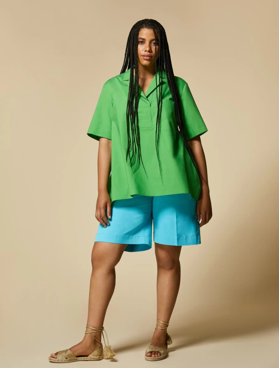 Women's Marina Rinaldi Ski Blue Cotton Gabardine Bermuda Shorts