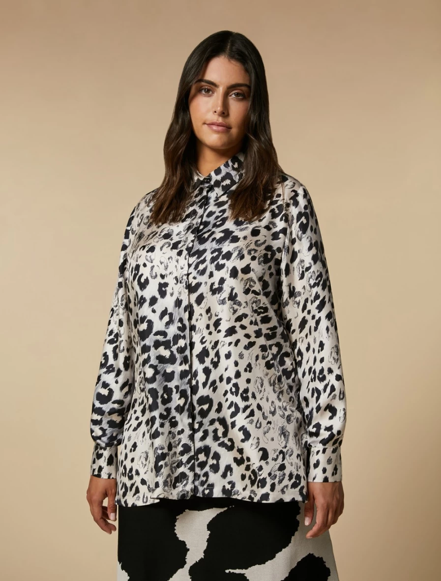 Marina Rinaldi Women's Light Grey Silk Twill Shirt – Elegant Blouse for Sophisticated Style