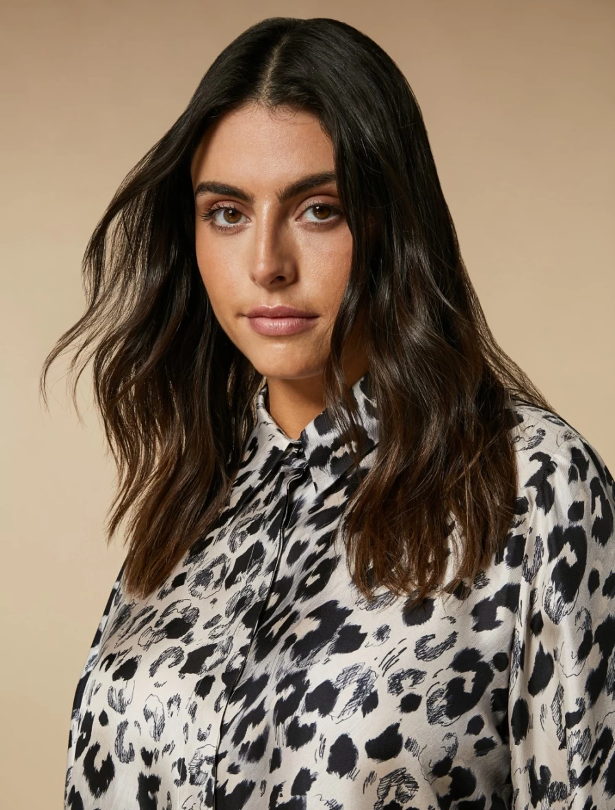 Marina Rinaldi Women's Light Grey Silk Twill Shirt – Elegant Blouse for Sophisticated Style