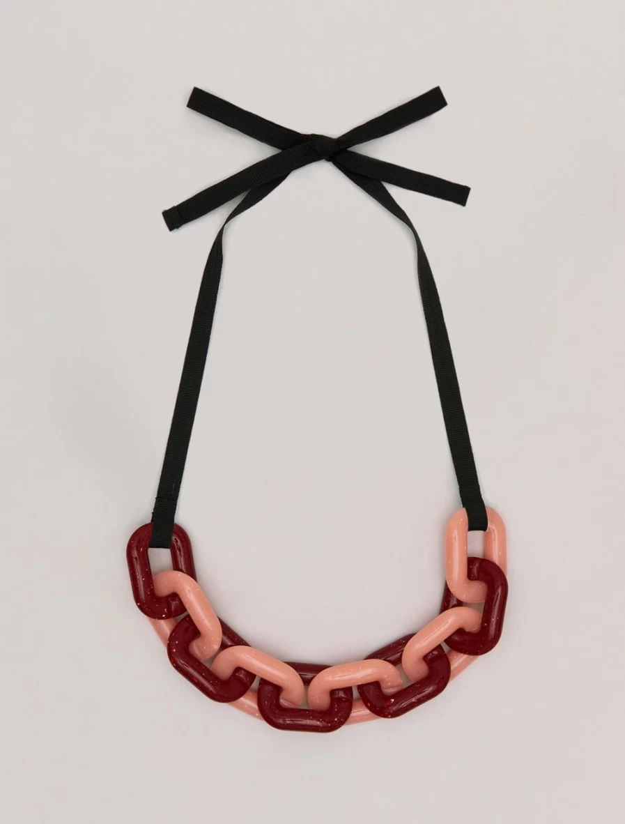 Marina Rinaldi Women's Bordeaux Resin Necklace Elegant Handcrafted Jewelry