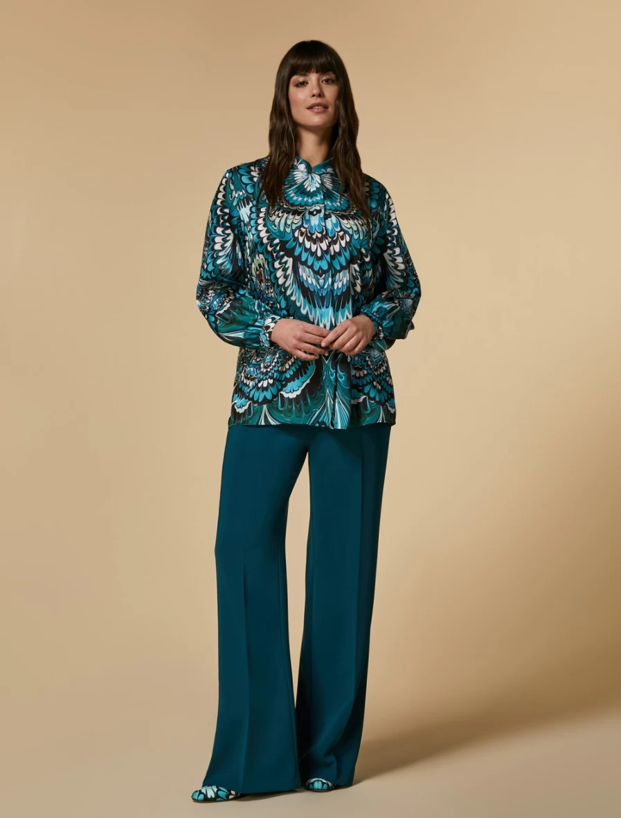 "Marina Rinaldi Women's Dark Green Triacetate Trousers"