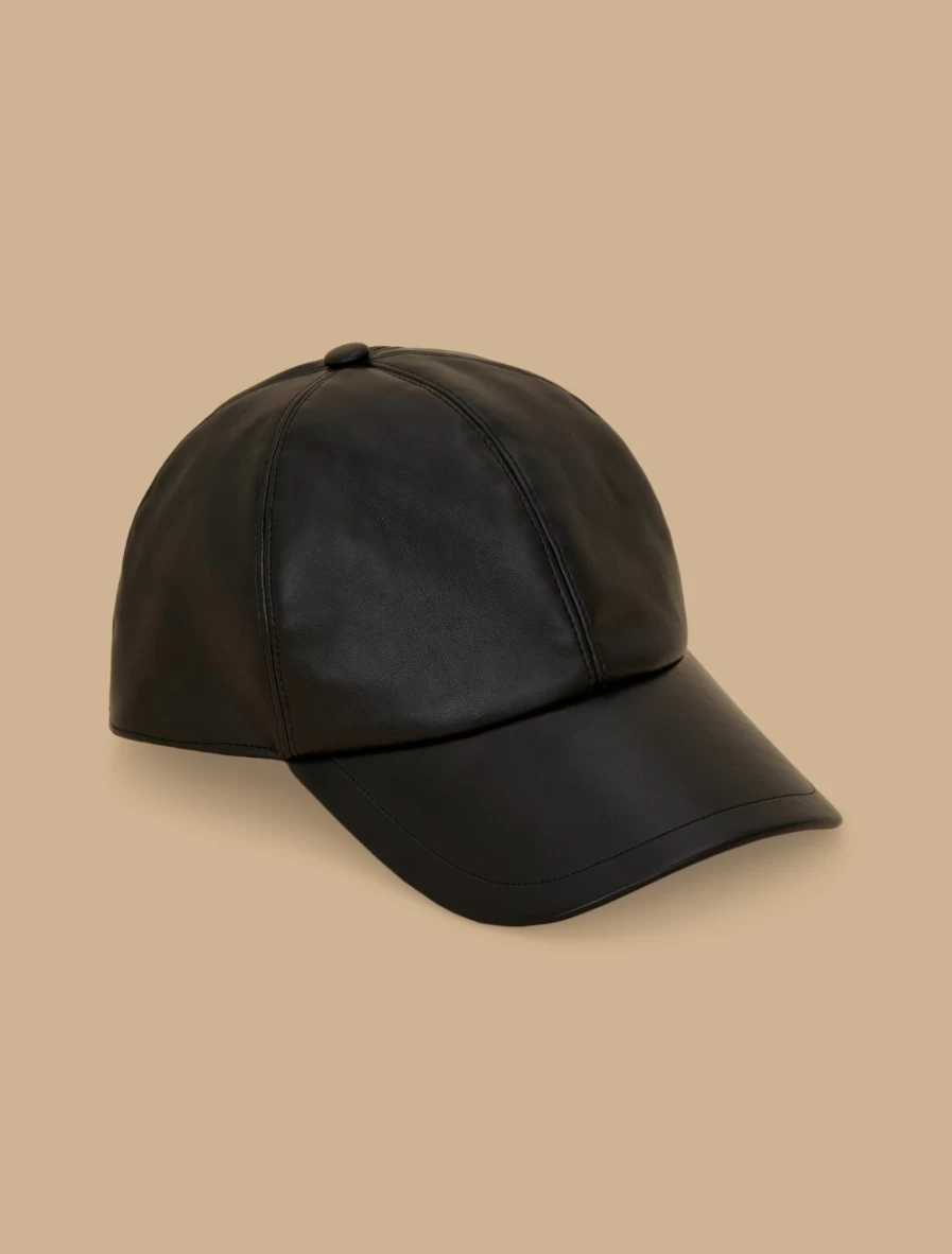 Marina Rinaldi Women's Black Topstitched Baseball Cap
