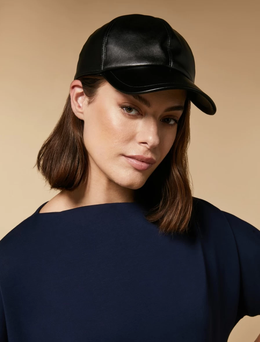 Marina Rinaldi Women's Black Topstitched Baseball Cap
