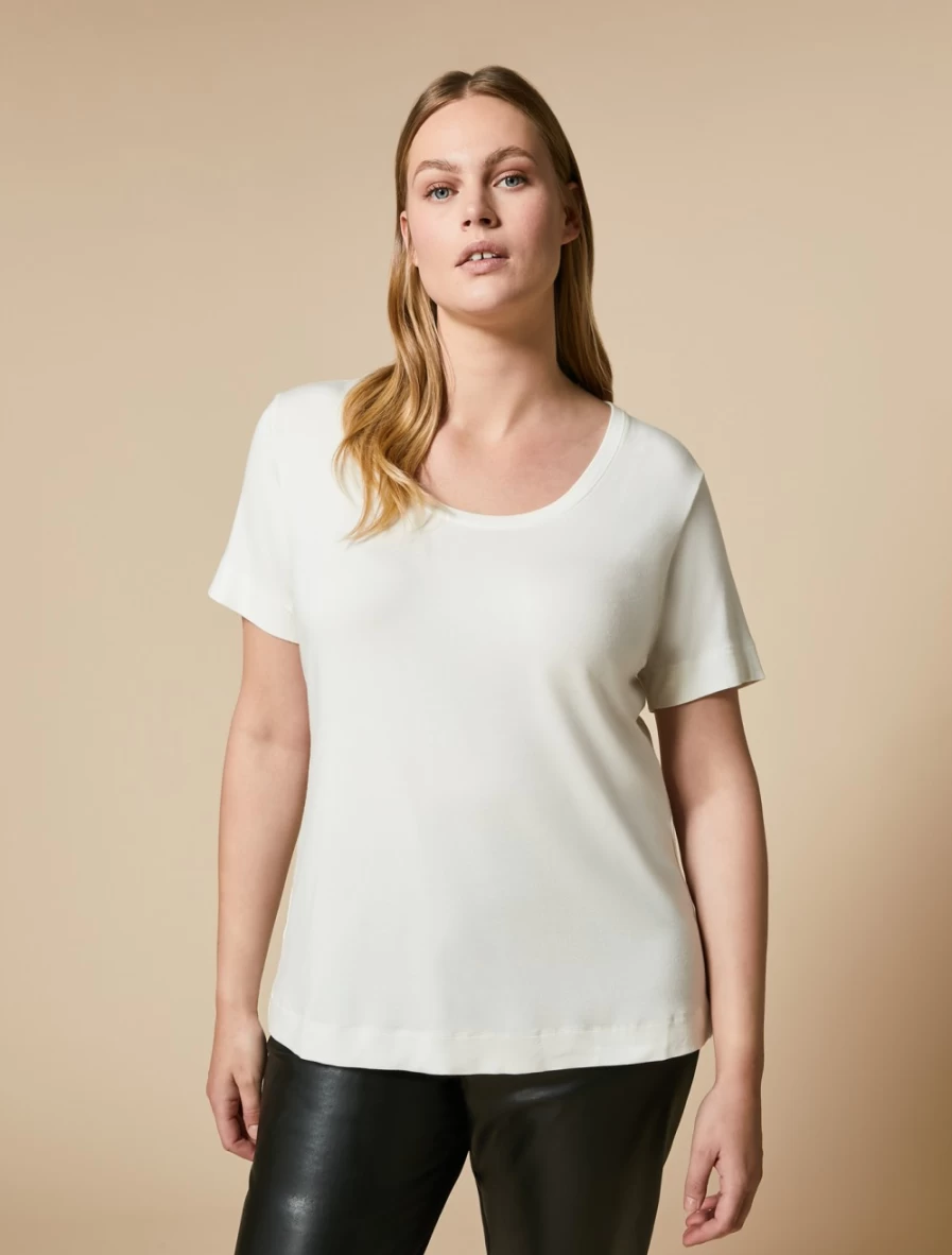"Marina Rinaldi Women's White Jersey T-Shirt – Soft Cotton Classic Fit Top"