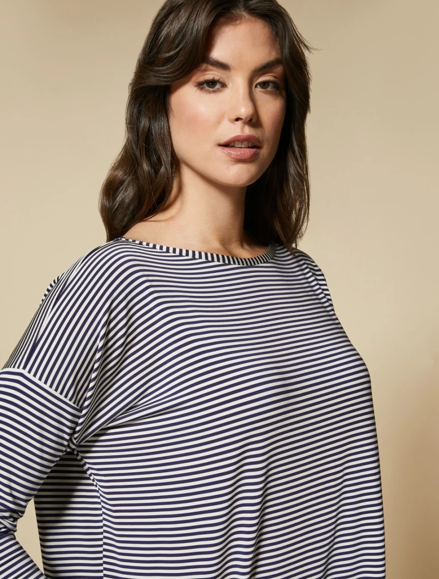 Marina Rinaldi Women's White Yarn-Dyed Jersey Cotton T-Shirt