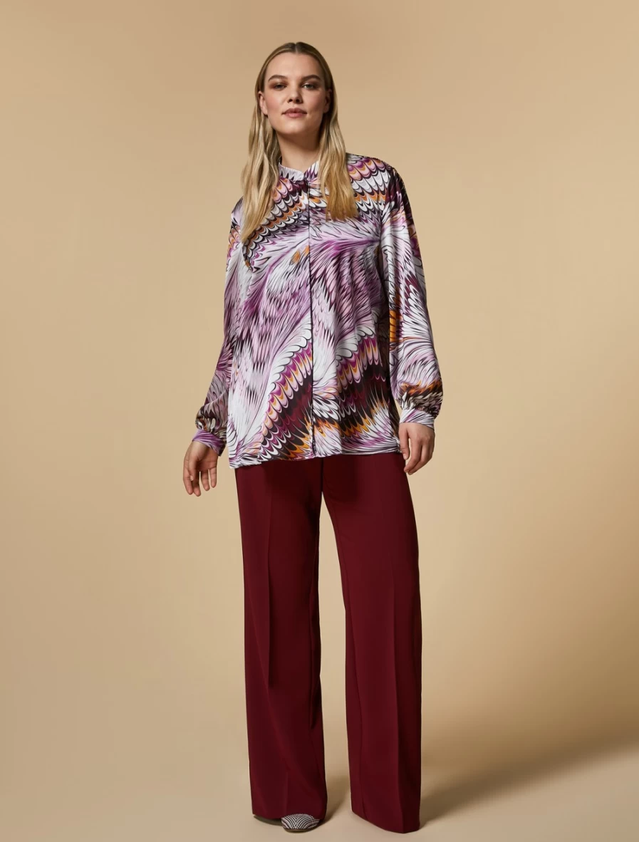 Marina Rinaldi Women's Bordeaux Triacetate Trousers - Elegant Comfort & Style
