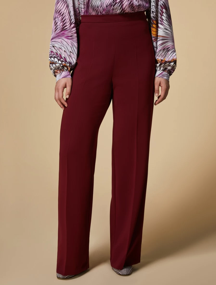 Marina Rinaldi Women's Bordeaux Triacetate Trousers - Elegant Comfort & Style