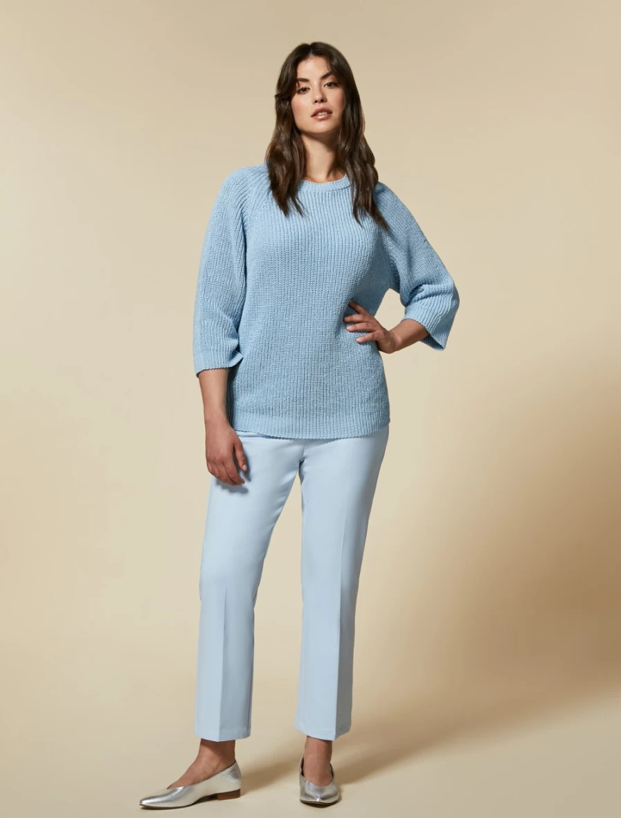 Marina Rinaldi Women's Ski Blue Technical Cotton-Blend Trousers for Comfort & Style